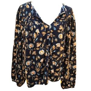 Universal Thread Co. Size Xxl Boho top  charcoal, light blue/sienna/cream